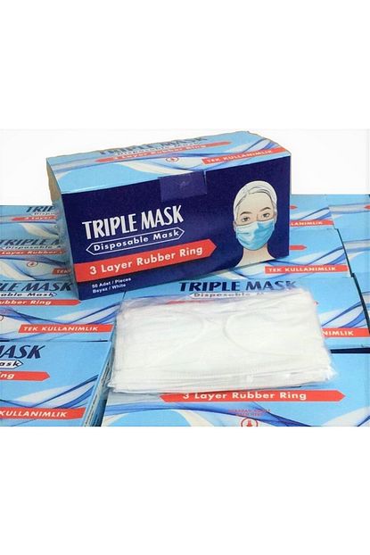 medikal maske triple mask 3 katli lastikli bez maske 50 li kutu non steril fiyati yorumlari trendyol
