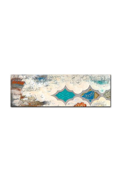 Tabloplus Soyut Mavi Bej Yagli Boya Dokulu Tablo 60cm X 120cm Trendyol