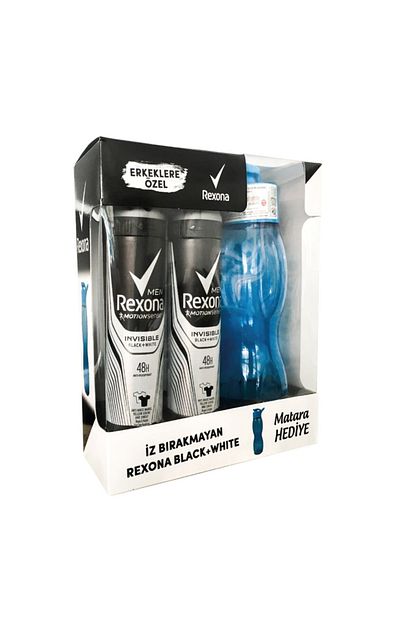 rexona erkek deodorant sprey invisible black white 2x150 ml su matarasi hediyeli fiyati yorumlari trendyol