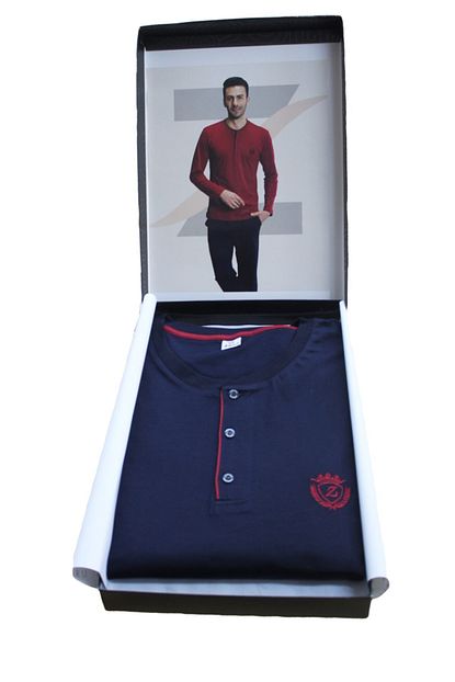 Zibaru Erkek Lacivert Ceyizlik Uzun Kollu Penye Pijama Takimi Trendyol