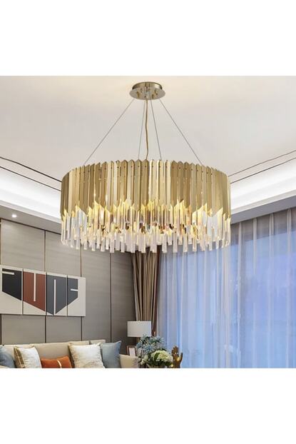 Burenze Ultra Luks Modern Kristal Avize Kristal Tasli Sarkit Avize Gold Sari 60 Lik Cap Trendyol