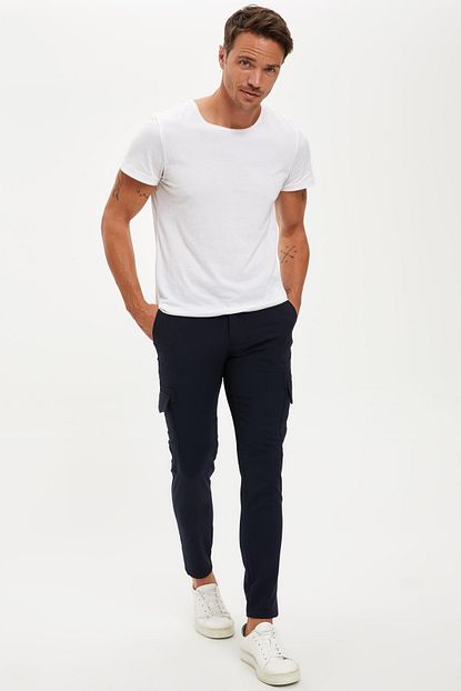 Defacto Erkek Navy Slim Fit Kargo Pantolon S3922az20au Trendyol