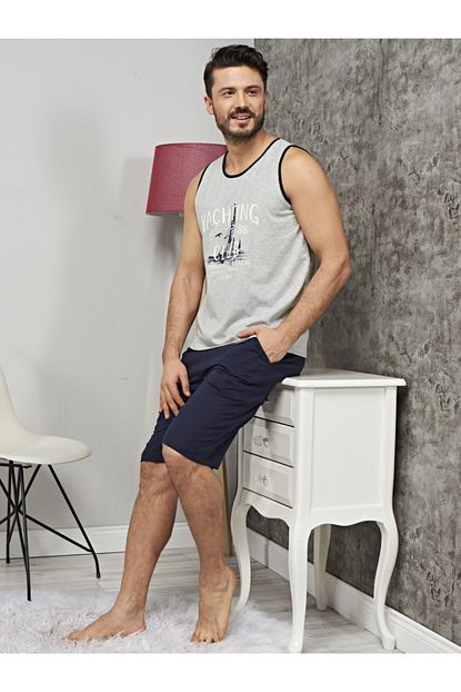 Celebi Erkek Gri Yazlik Sortlu Pijama Takim Trendyol