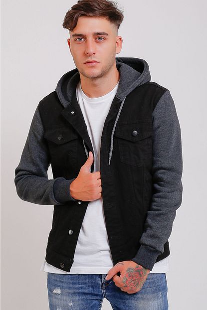 Lee Jones Denim Siyah Kapusonlu Kot Ceket Trendyol