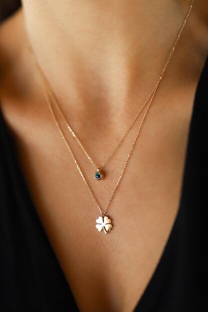 Ozkonak Yoncali Ikili Altin Kolye Trendyol