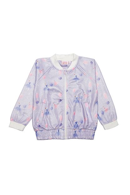 Miss Muse Kiz Cocuk Lila Desenli Bomber Ceket Trendyol
