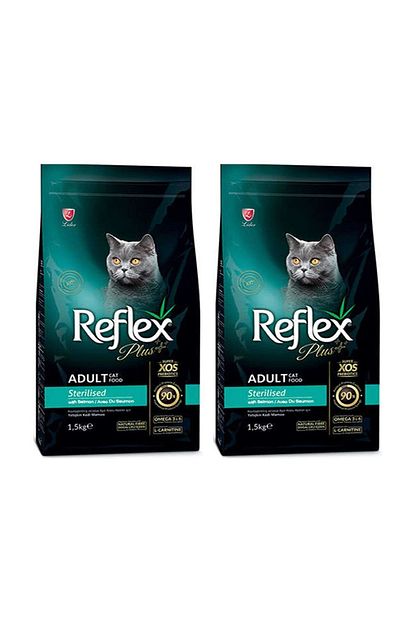 Reflex Plus Somonlu Kisirlastirilmis Kedi Mamasi 1 5 Kg 2 Li Set Trendyol