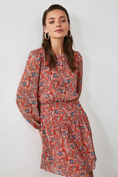 Trendyolmilla Cok Renkli Desenli Elbise Twoaw21el0457 Trendyol