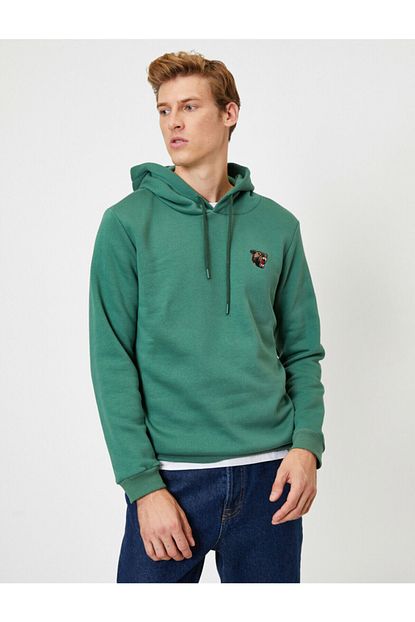 Koton Erkek Yesil Kapusonlu Sweatshirt Trendyol