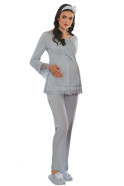 By Mecit Pijama By Mecit Mavi Lohusa Hamile Pijama Takim 1820m Trendyol