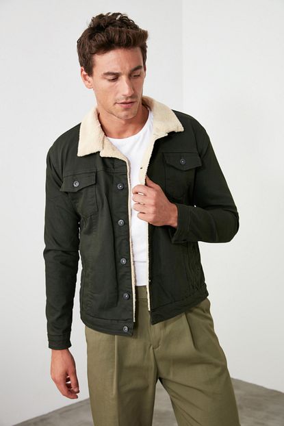 Trendyol Man Haki Erkek Serpali Denim Ceket Tmnaw20ce0376 Trendyol