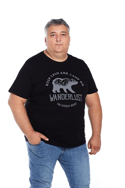 The Everest Mount Buyuk Beden Erkek Siyah Bisiklet Yaka Outdoor Baskili Wanderlust T Shirt Trendyol