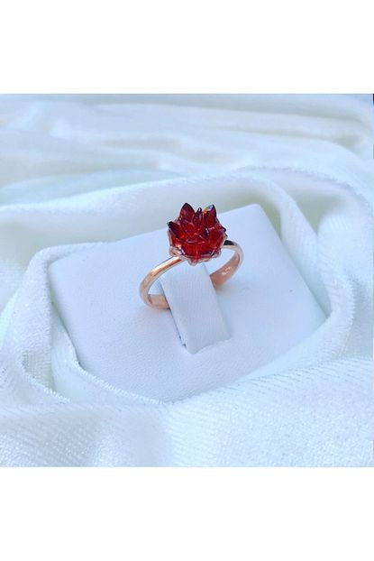 Telkari Dunyasi Kadin Kirmizi Lotus Cicegi Kok Yakut Rose Gumus Yuzuk Trendyol