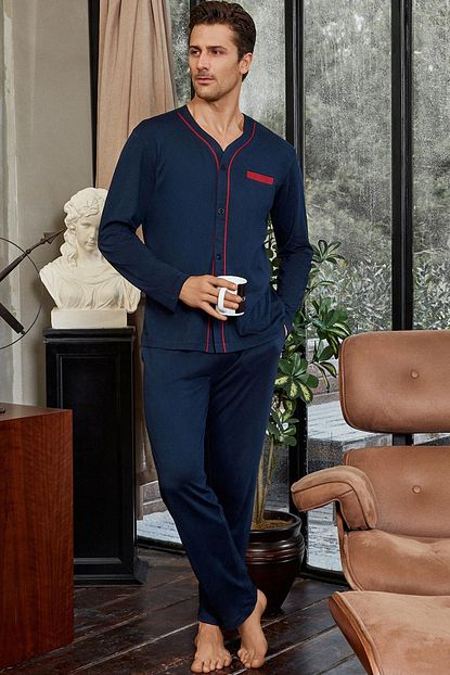 Doreanse Dugmeli Cepli Uzun Kol Modal Erkek Pijama Takimi 4505 Trendyol