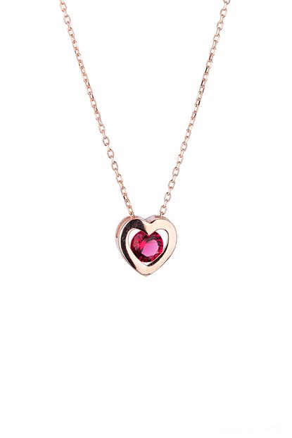 Girabella Jewellery Kalp Kirmizi Tasli Silver Rose Gumus Kolye Trendyol