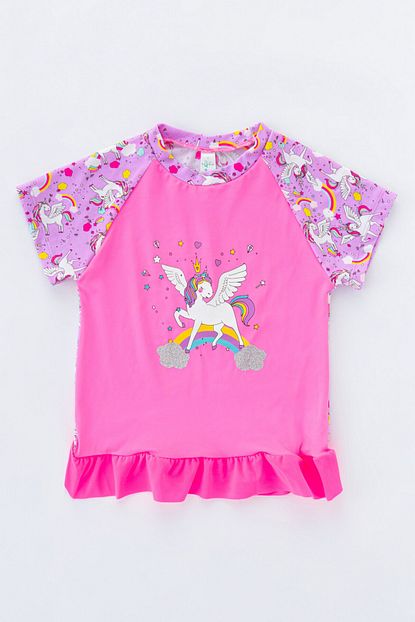 Penti Kadin Parlak Pembe Kiz Cocuk Unicorn Uv Top Mayo Trendyol