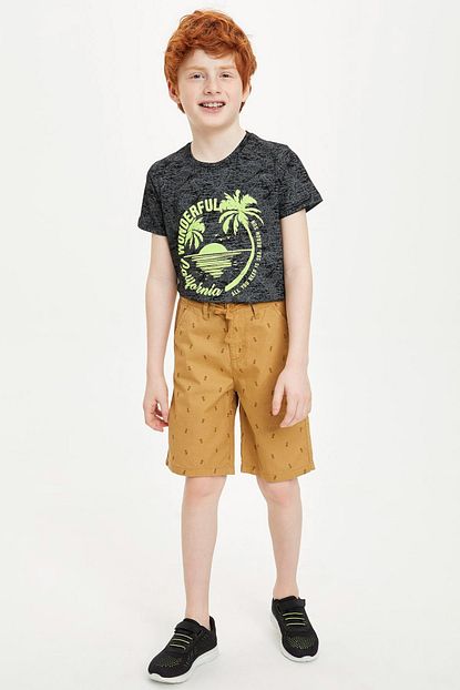 Defacto Erkek Cocuk Baskili Regular Fit Bermuda Sort Trendyol