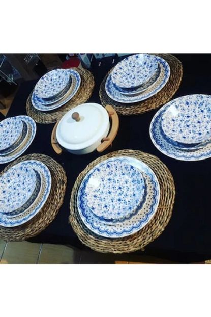 Keramika Mavi Desenli 18 Parca Yemek Takimi Trendyol