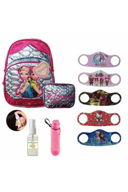 Mashotrend Frozen Elsa Anna Baskili 3 Gozlu Okul Cantasi Beslenme Suluk 5 Maske Kolonya Trendyol