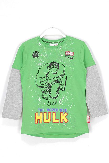 Marvel Hulk Yesil Dev Baskili Erkek Cocuk Mevsimlik Sweatshirt 2 7 Yas Araligi Yesil Gri Trendyol