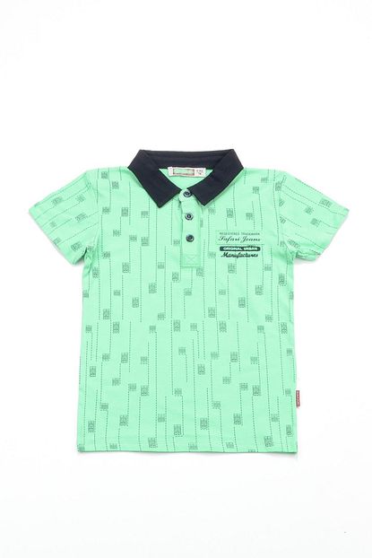 Kidjunior Erkek Cocuk Acik Yesil Polo Yaka Desenli Tisort Trendyol