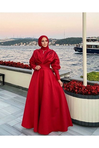 Katre Kadin Kirmizi Kenzel Saten Abiye Trendyol
