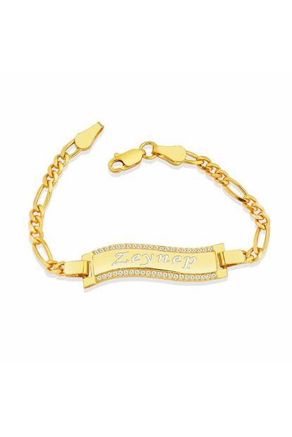 Tesbihgram 925 Ayar Gumus Zirkon Tasli Gold Renk Isim Yazili Cocuk Bileklik M 1 Trendyol