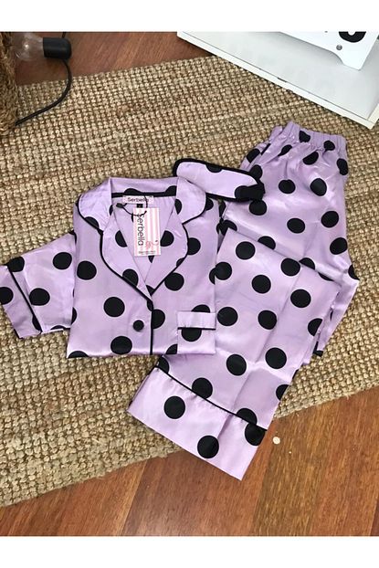 Kadin Polar Puantiyeli Pijama Alti Bordo