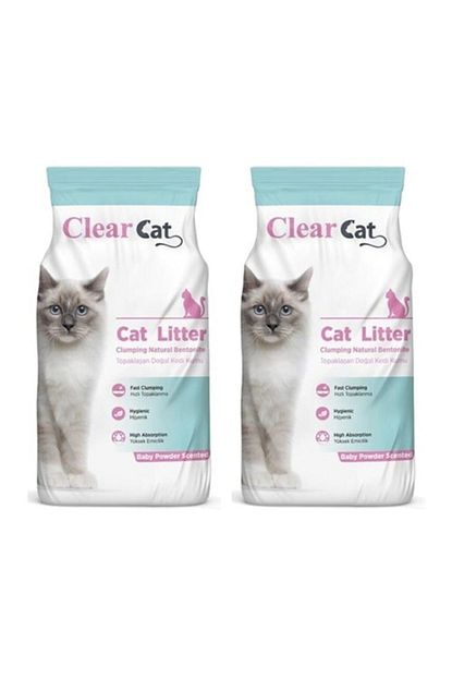 Clear Cat Bebek Pudrasi Kokulu Ince Taneli Kedi Kumu 10 Lt X 2 Adet Trendyol
