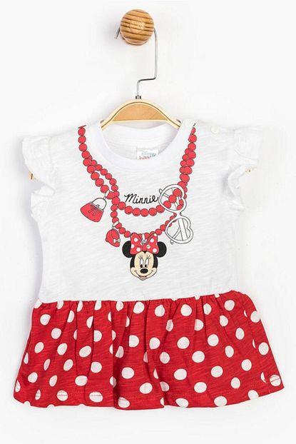 Disney Kiz Bebek Beyaz Disney Baby Minnie Mouse Puanli Elbise Trendyol