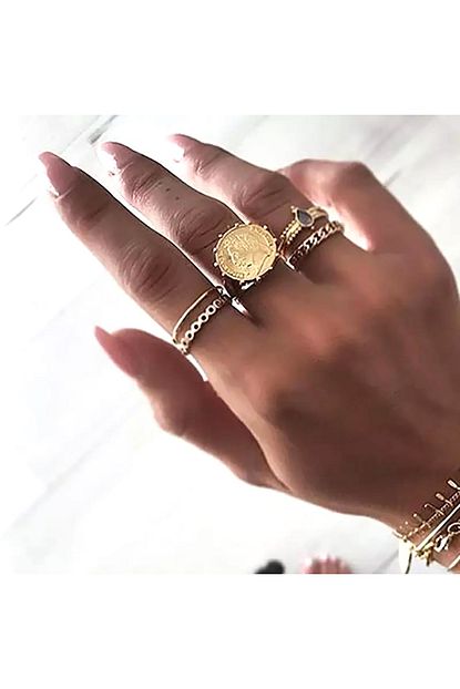 Pelin Aksesuar Gold Coklu Yuzuk Seti Trendyol