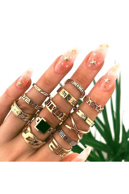 Pelin Aksesuar Gold Coklu Yuzuk Seti Trendyol