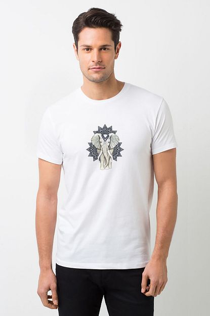 Collage Zentangle Elephants Etnik Desenli Fil Baskili Beyaz Erkek Orme Tshirt T Shirt Tisort T Shirt Trendyol