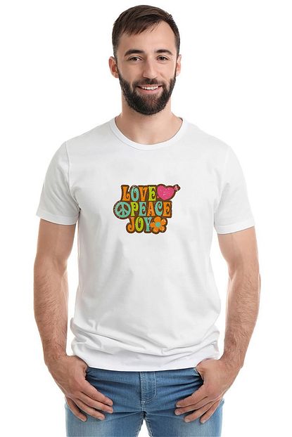 Collage Love Peace Joy Grunge Baskili Beyaz Erkek Orme Tshirt T Shirt Tisort T Shirt Trendyol