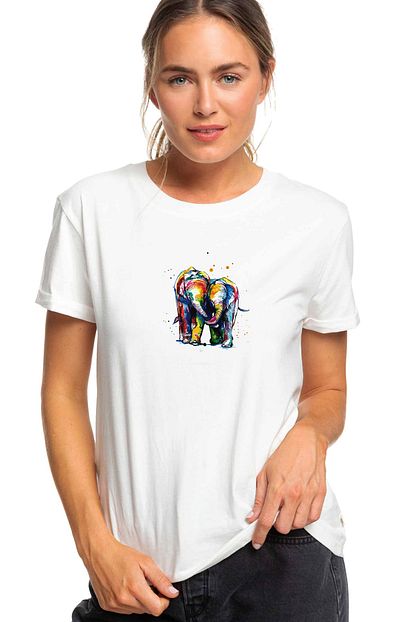 Collage Renkli Filler Illustrasyon Tuval Baski Suluboya Baskili Beyaz Kadin Orme Tshirt T Shirt Tisort T Shi Trendyol