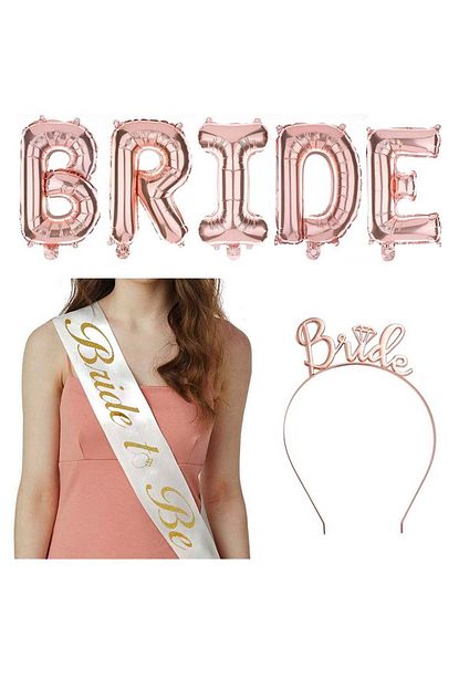 https www trendyol com patladi gitti bride rose gold 100 cm folyo balon seti 5 adet harf kusak ve tac balon pompasi hediyeli p 47061171