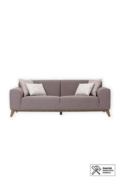 Enza Home Netha 2 Li Koltuk Vizon Keten Kumas Trendyol