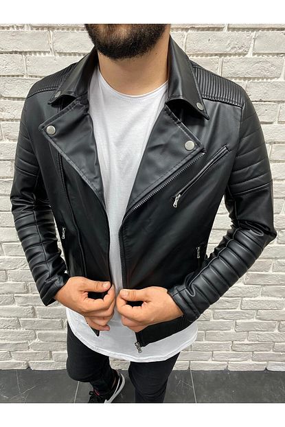 Northstyle Erkek Siyah Dar Kesim Deri Ceket Trendyol