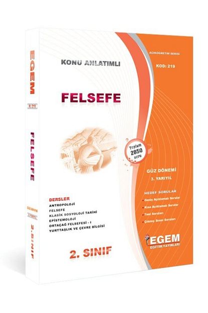 Egem Egitim Yayinlari Aof Felsefe 2 Sinif 3 Donem Guz Donemi Konu Anlatimli Soru Bankasi Trendyol