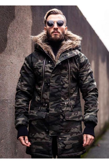 Open Fashion Erkek Haki Askeri Kamuflaj Mont Trendyol