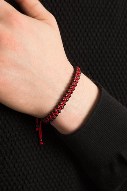 Elika Silver Erkek El Yapimi Kirmizi Ip Detayli Bileklik Trendyol