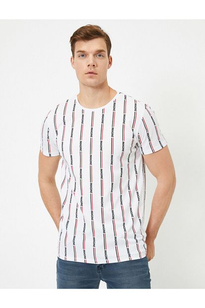 Koton Erkek Beyaz Yazili Baskili T Shirt 0yam14907ok Trendyol
