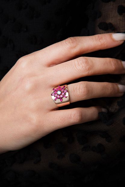 Elika Silver Kadin Ayarlanabilir Pembe Tasli Gunes Model 925 Ayar Gumus Yuzuk Trendyol