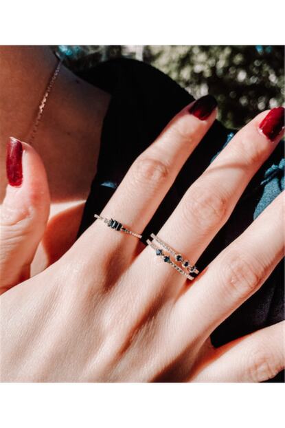 Atolye Fancy Mavi Safirli Cift Kollu Vintage Yuzuk Trendyol