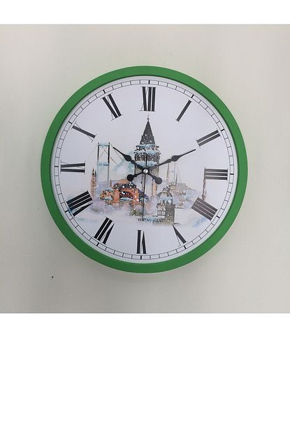 Platin Saat 36 Cm Ahsap Yesil Kiz Kulesi Duvar Saati Trendyol