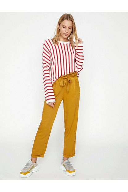 Koton Kadin Sari Pantolon 9kal41057jw Trendyol