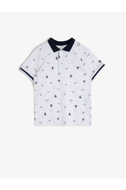 Koton Kids Erkek Cocuk Polo Yaka Baskili Pamuklu Dugmeli Ribanali Kisa Kollu Tisort Trendyol