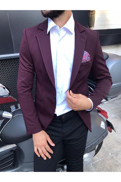Plus Scorpion Erkek Bordo Blazer Ceket Trendyol
