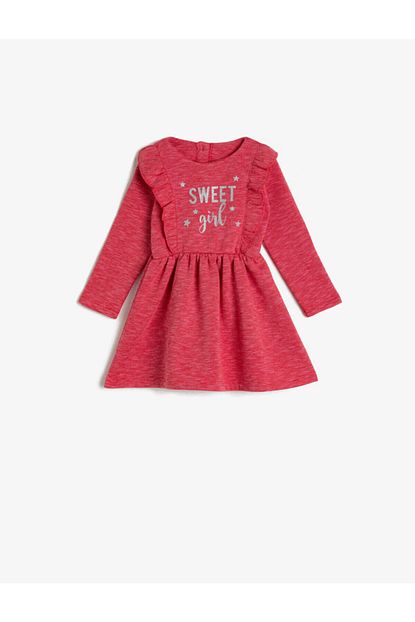Koton Kids Kiz Cocuk Kirmizi Bisiklet Yaka Sim Detayli Elbise Trendyol