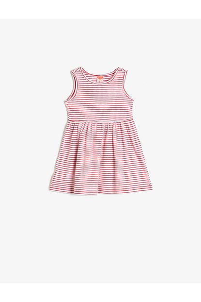 Koton Kids Kiz Cocuk Kirmizi Cizgili Elbise Trendyol